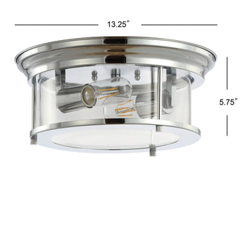 Lauren 13.25" Metal/Glass LED Flush Mount - JONATHAN Y